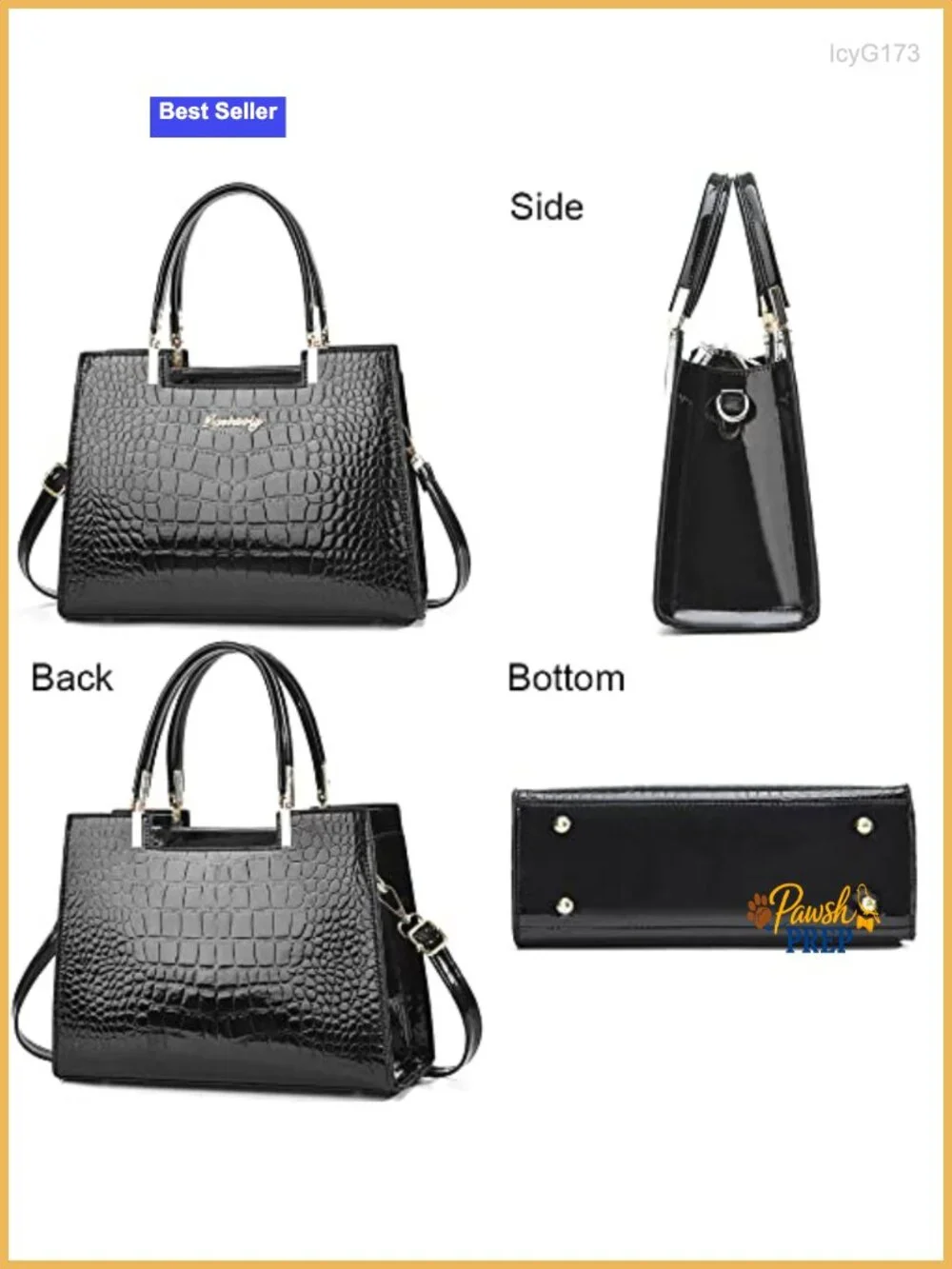 Women Tote Bag Faux Leather Crocodile Pattern Satchel Purse Top Handle